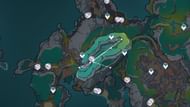 Underground farming route for the Rainbowdrop Crystal ores on Lempo Isle (Image via Sportskeeda Gaming || HoYoverse)